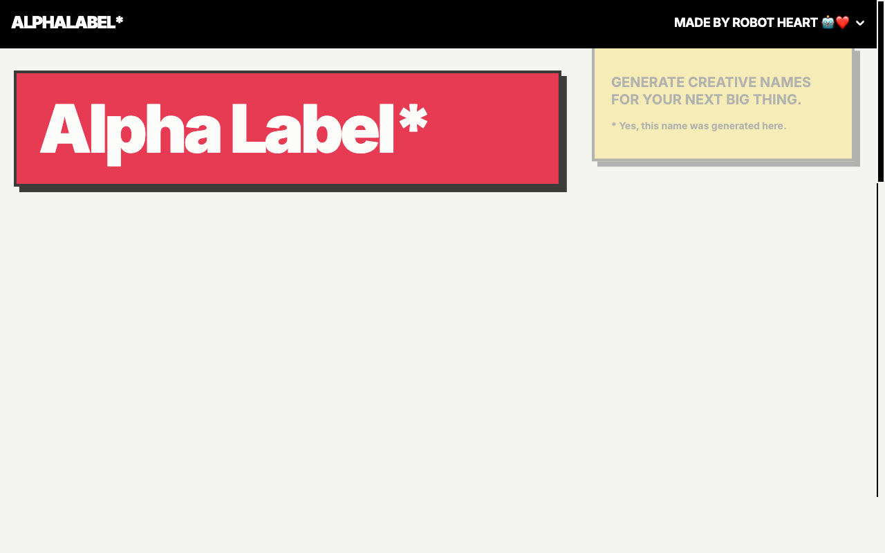Alphalabel app screenshot