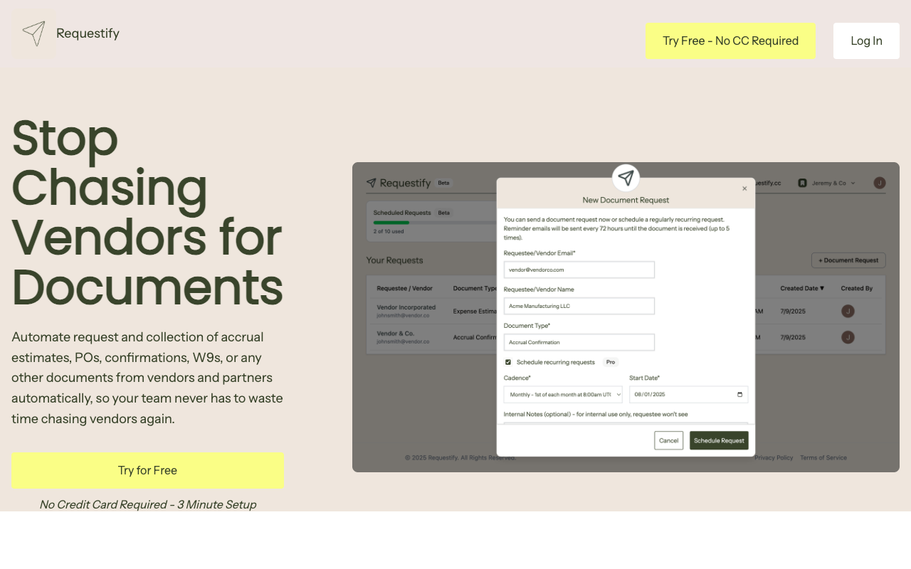 Requestify app screenshot